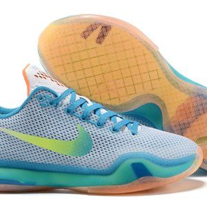 Rare Nike KOBE X 10 "High Dive" White/Blue Lagoon - Total Orange